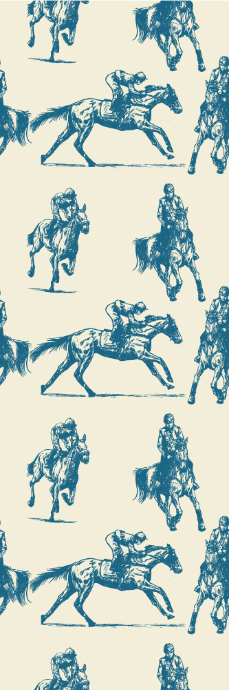 Bedroom vinyl rug with blue and beige horse design - TenStickers