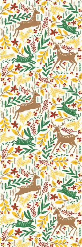 Gray deer pattern and yellow flowers bedroom vinyl rug - TenStickers