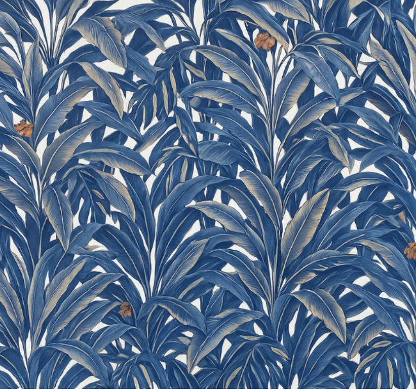 Lush indigo jungle bedroom vinyl rug - TenStickers