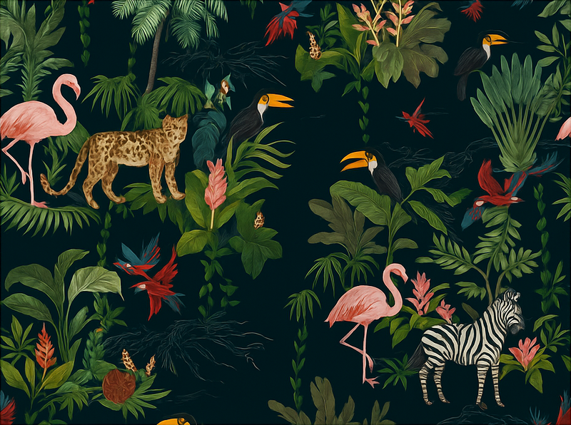 Bedroom vinyl rug in dark exotic pattern - TenStickers