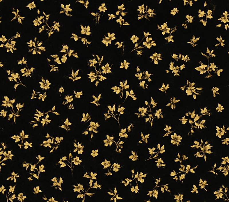 Bedroom vinyl rug dark background with gold flowers - TenStickers