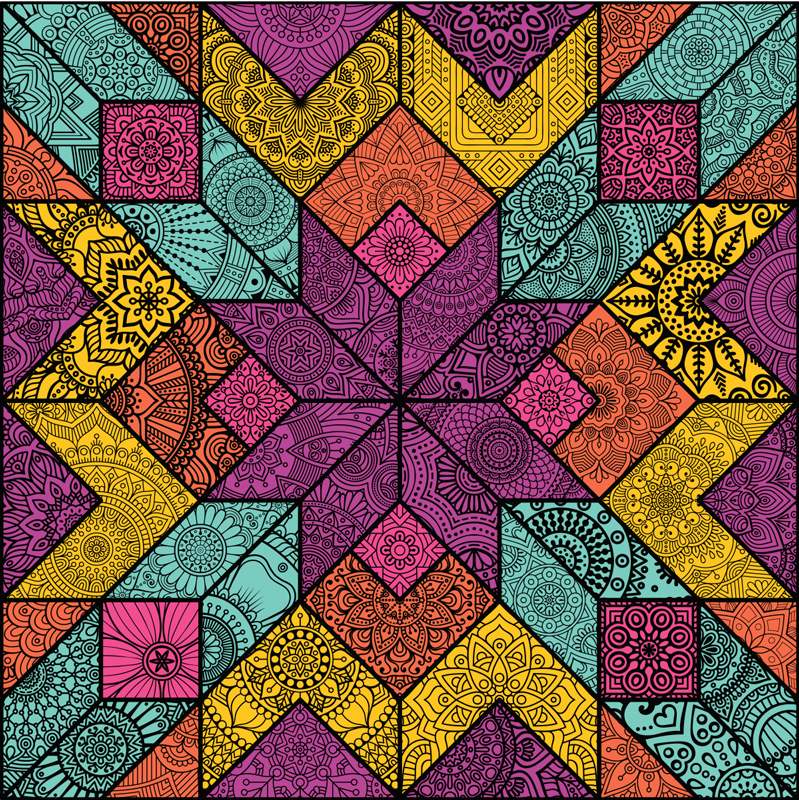 Colorful geometric shapes geometric vinyl rug - TenStickers