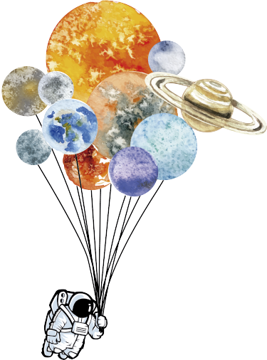 Kids vinyl rug astronaut with colorful balloons - TenStickers