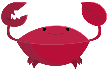 Kids vinyl rug featuring a red smiling crab - TenStickers