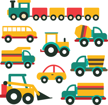 Kids vinyl rug with vibrant vehicles - TenStickers