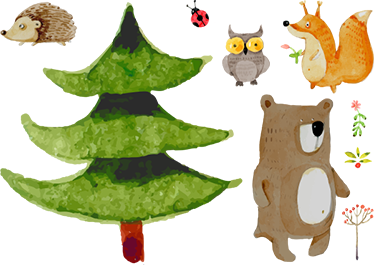 Kids vinyl rug with wild forest animals design - TenStickers