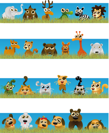 Kids vinyl rug stripes with animals design - TenStickers