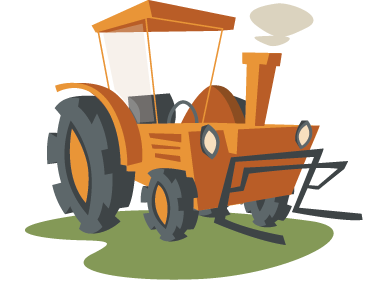 Kids vinyl rug with orange tractor design - TenStickers