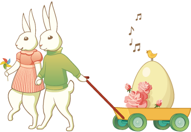 Kids vinyl rug with easter bunnies design - TenStickers