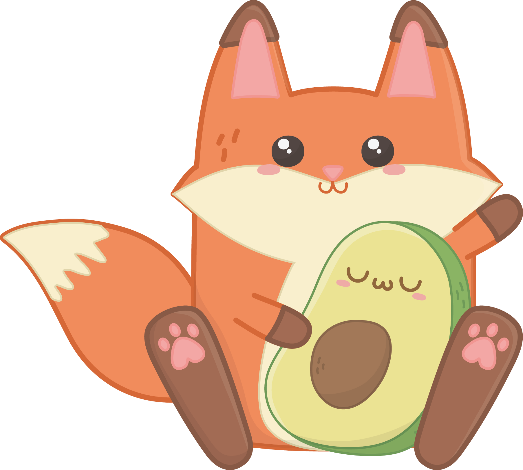 Kids vinyl rug featuring a cute fox and avocado - TenStickers