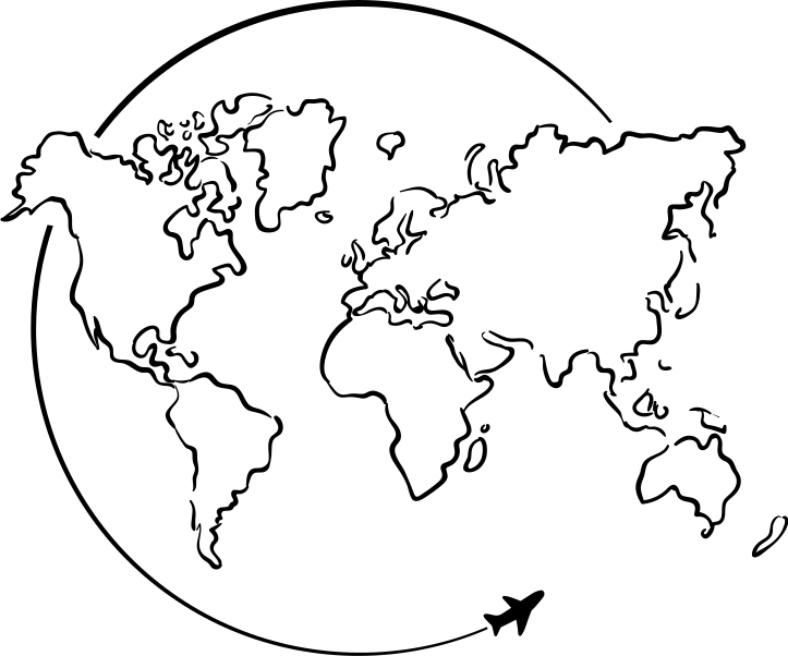 World map vinyl rug with airplane circle design - TenStickers