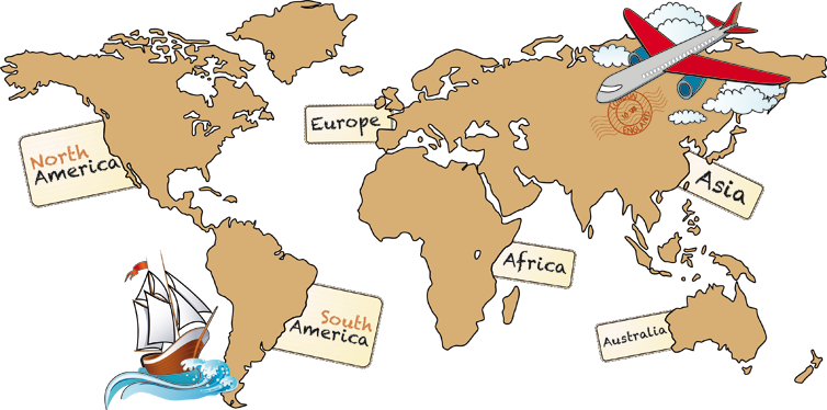 World map vinyl rug with continents in english - TenStickers