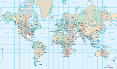 World map vinyl rug english timetable - TenStickers