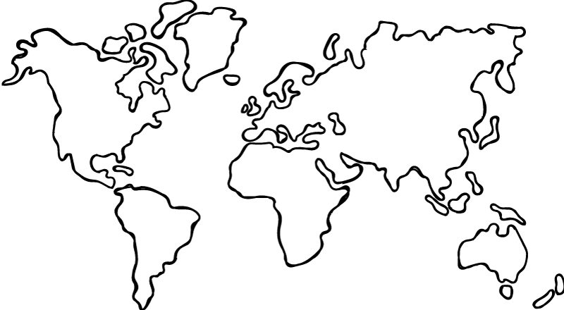 World map vinyl rug in monochrome design - TenStickers