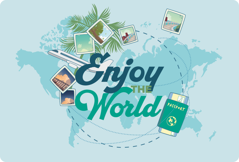 World map vinyl rug enjoy the world map - TenStickers