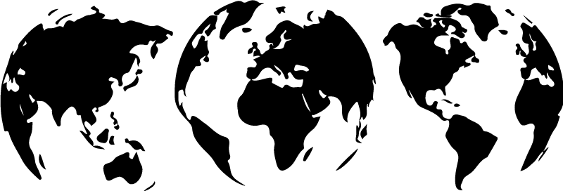 World map vinyl rug featuring 3 earth maps by continent - TenStickers