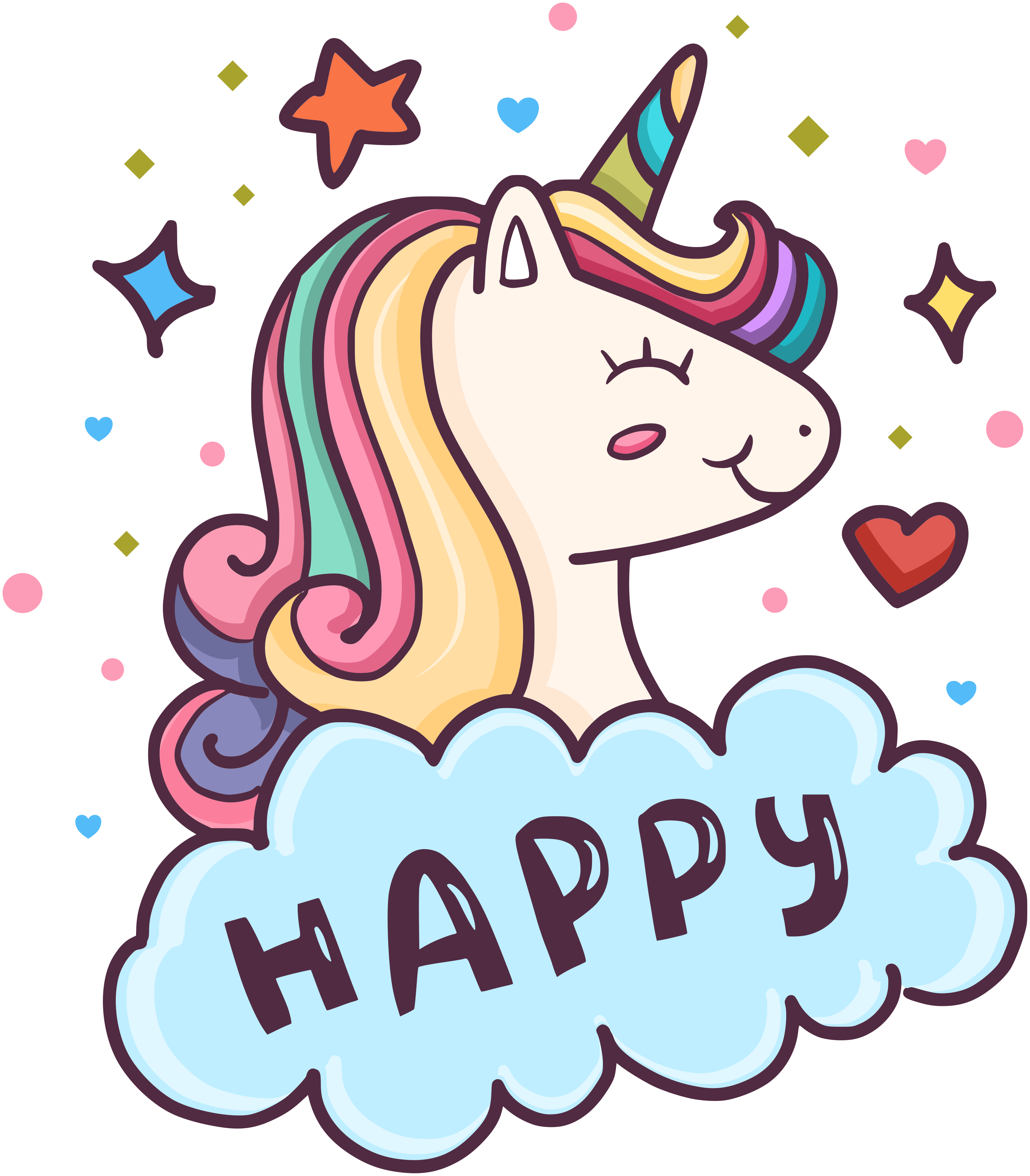 Kids vinyl rug with a unicorn head in the cloud - TenStickers