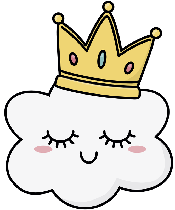 Kids vinyl rug with crowned clouds design - TenStickers