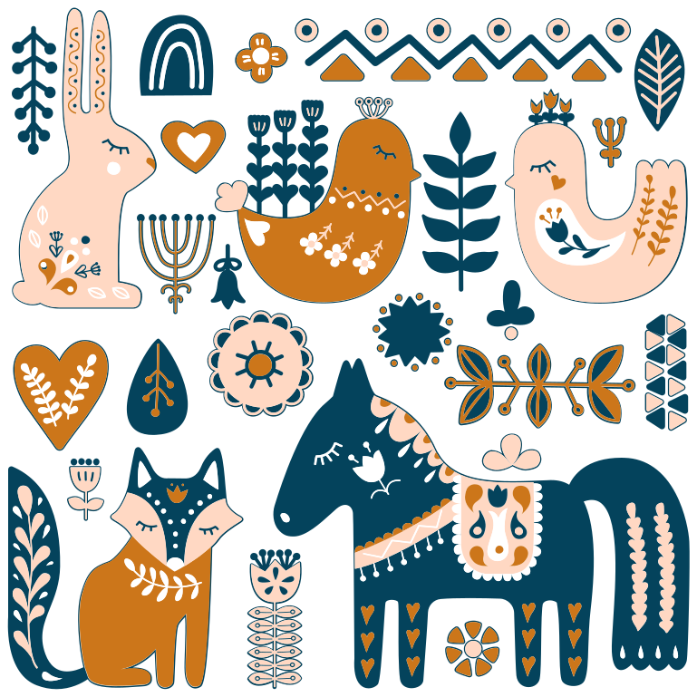 Kids vinyl rug forest animals nordic design - TenStickers