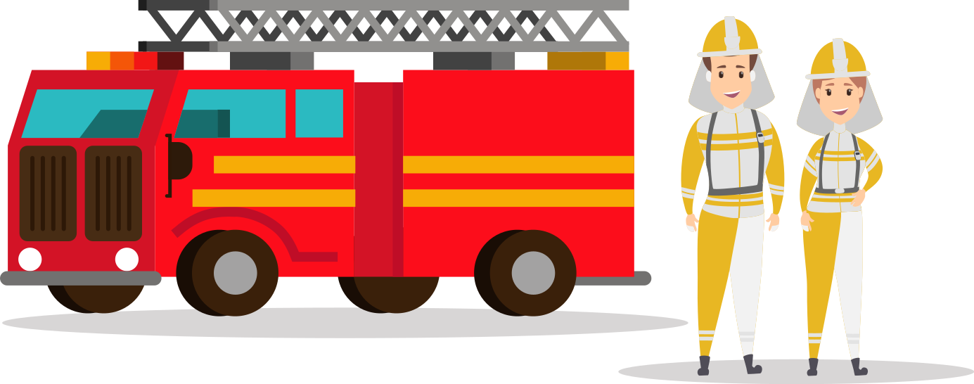 Kids vinyl rug firefighter couple vehicle - TenStickers