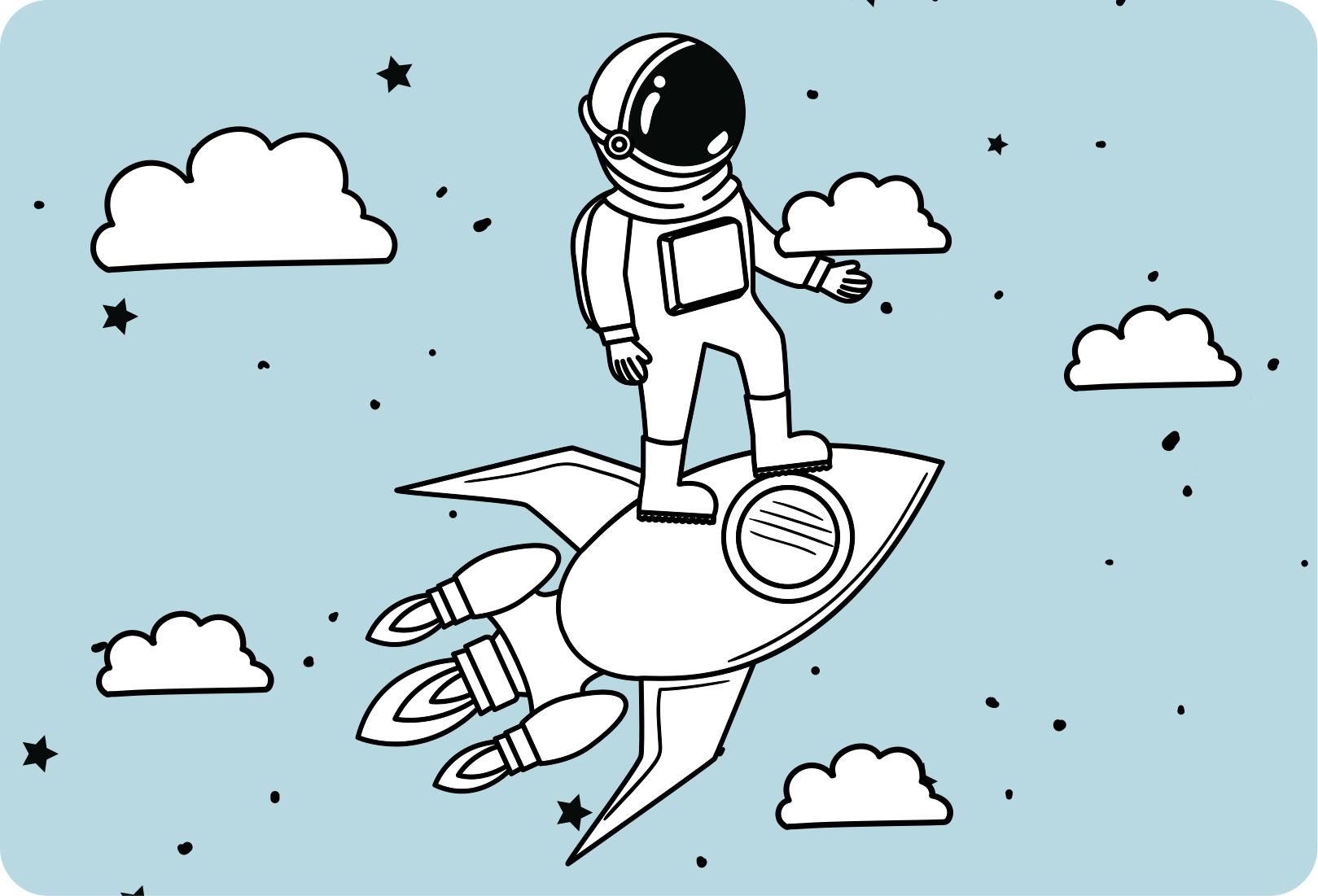 Kids vinyl rug rocket astronaut and stars - TenStickers