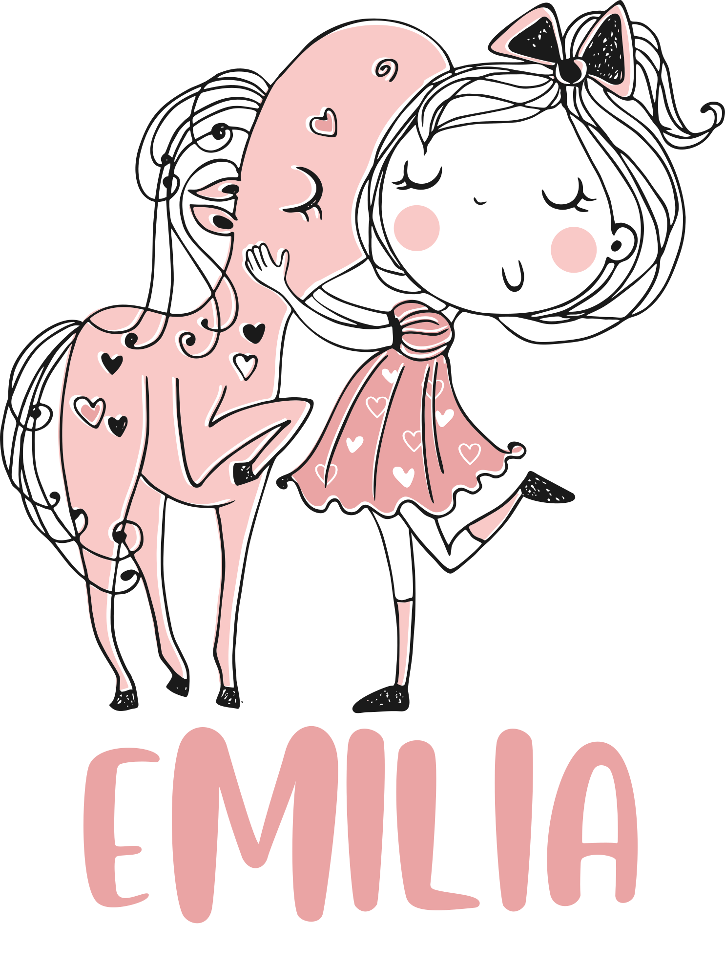 Kids vinyl rug princess in a pink dress with horse - TenStickers