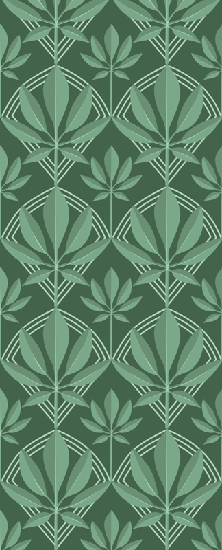 Bathroom vinyl rug in art deco bottle green leaves - TenStickers