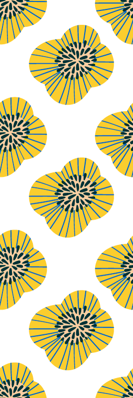 Bathroom vinyl rug with large blue and yellow flowers - TenStickers