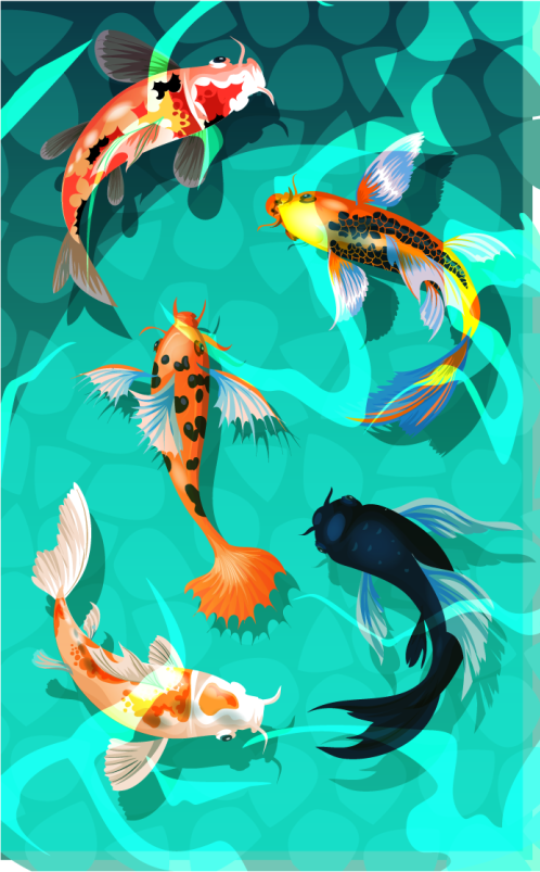 Koi shower bathroom vinyl rug - TenStickers