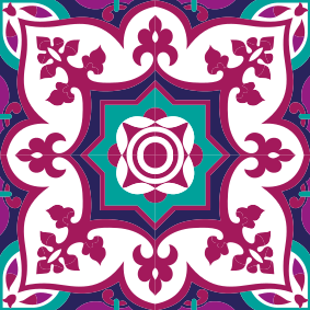 Pink moroccan tile pattern bathroom vinyl rug - TenStickers