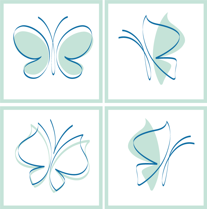 Bathroom vinyl rug with butterfly silhouette tiles - TenStickers