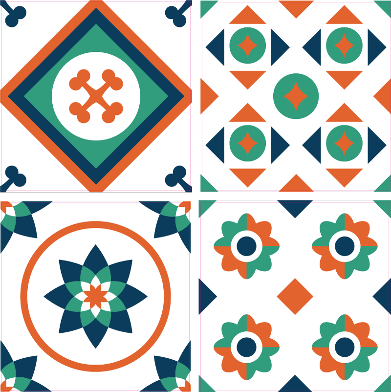 Bathroom vinyl rug in geometric tile design - TenStickers