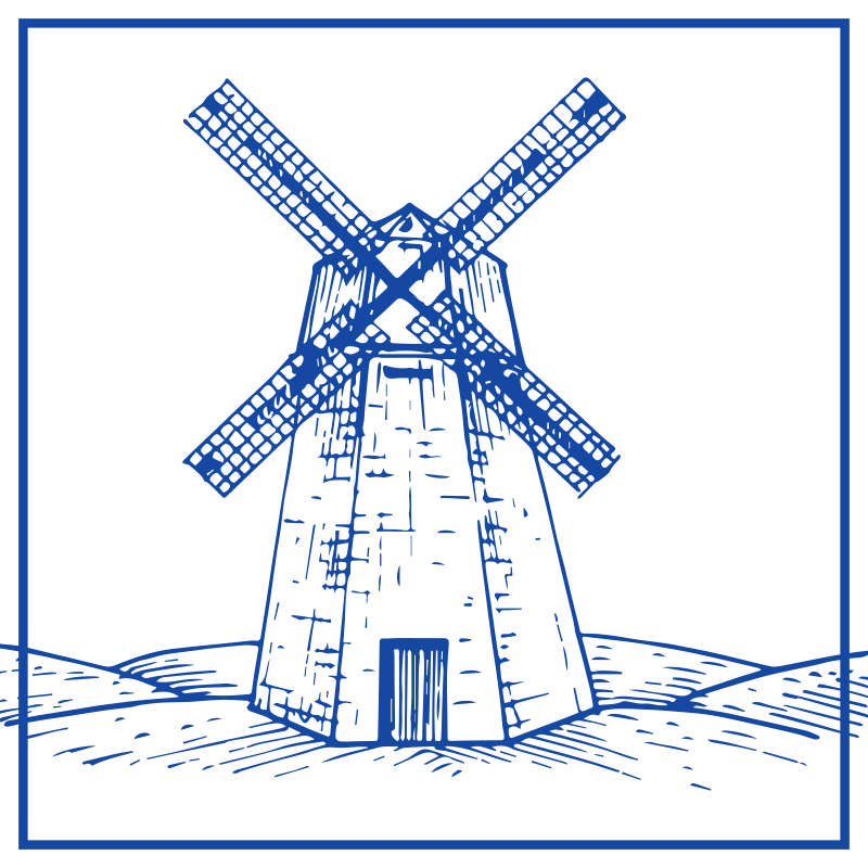 Kitchen vinyl rug delft blue windmill - TenStickers