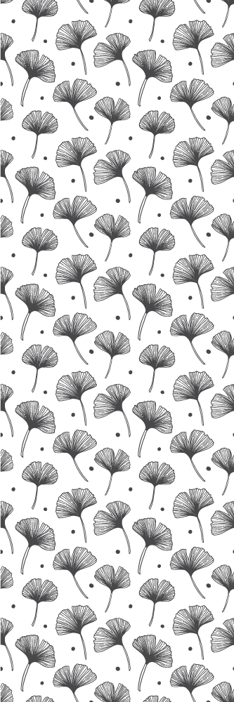 Kitchen vinyl rug with white gingko leaves pattern - TenStickers
