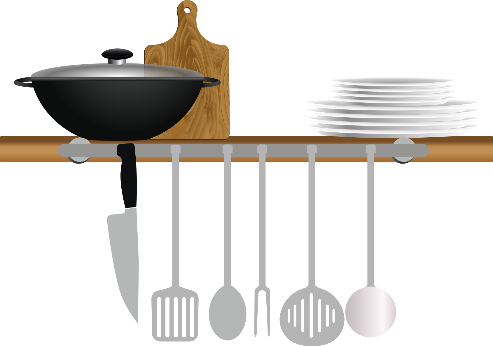 Kitchen vinyl rug dish rack with plates and bowls - TenStickers