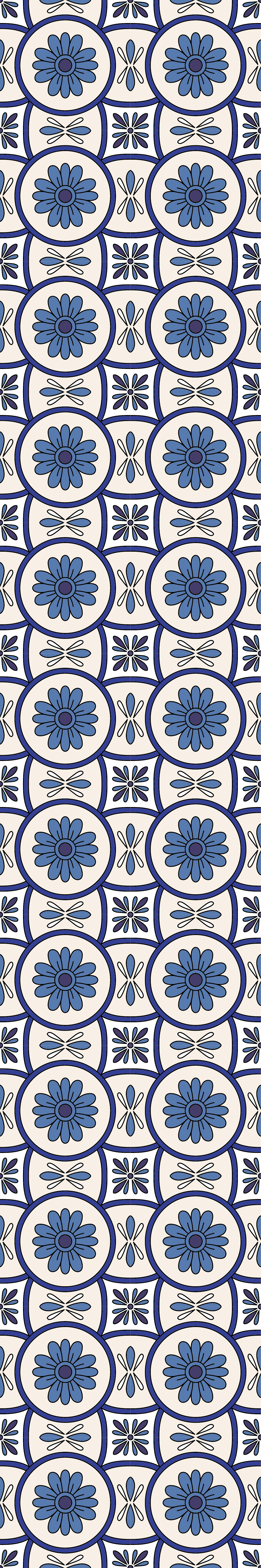 Kitchen vinyl rug blue flower portuguese tile - TenStickers