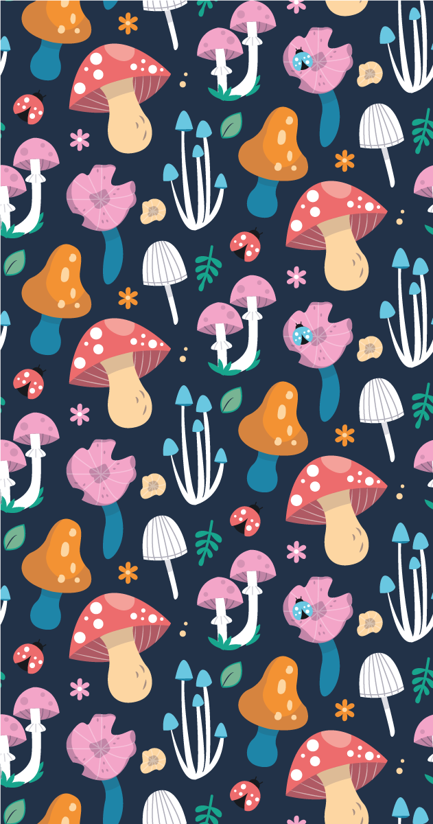 Kitchen vinyl rug with mushroom and ladybugs pattern - TenStickers