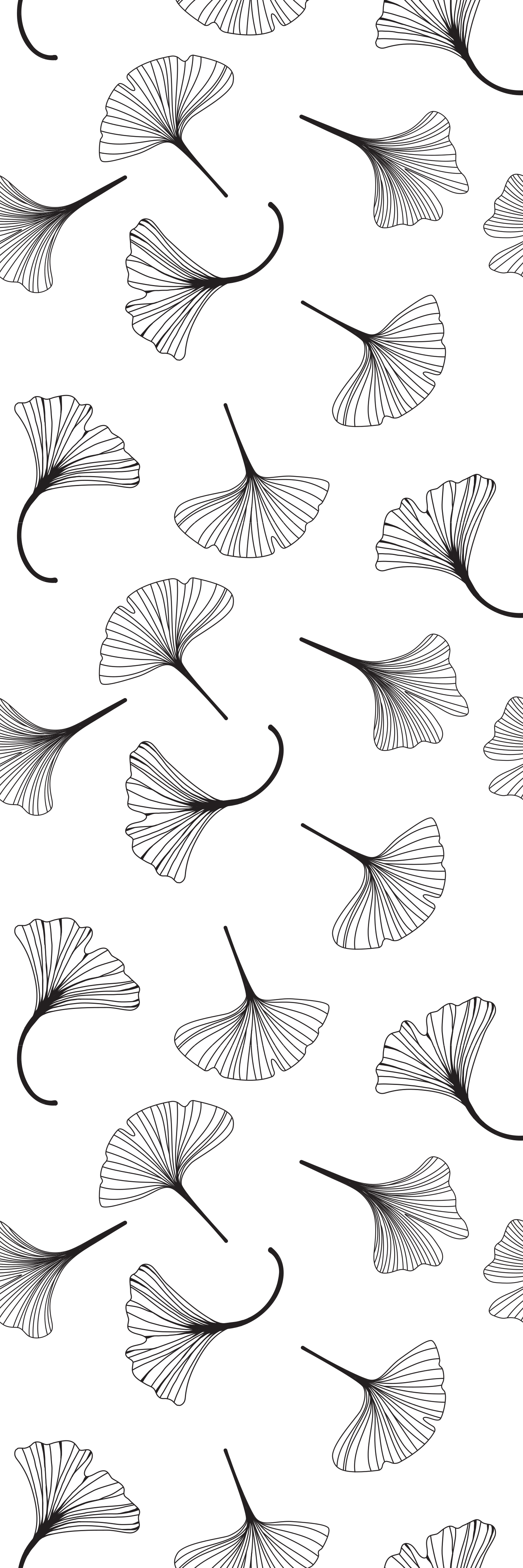 Office vinyl rug ginkgo leaves black design - TenStickers