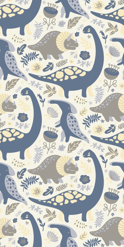 Bedroom vinyl rug with blue dinosaurs in nordic style - TenStickers