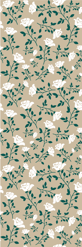 Bedroom vinyl rug with white vintage rose design - TenStickers