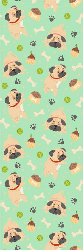Bedroom vinyl rug of a chubby bulldog with bone - TenStickers