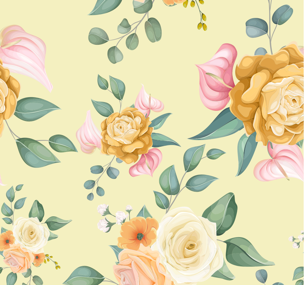 Bedroom vinyl rug yellow roses vintage style - TenStickers