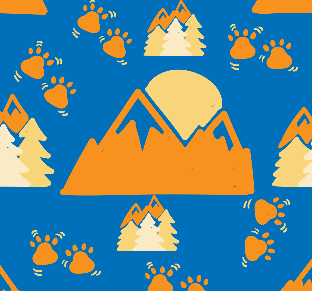 Bedroom vinyl rug with mountain footprints on blue - TenStickers