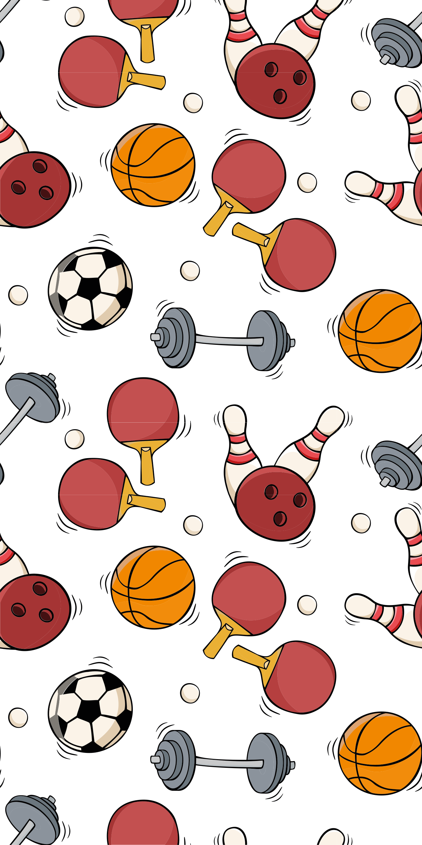 Bedroom vinyl rug with doodle sports equipment design - TenStickers