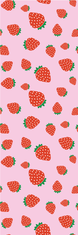 Bedroom vinyl rug with strawberries on pink background - TenStickers