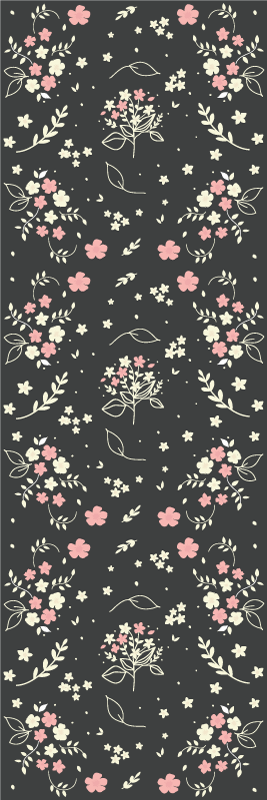 Bedroom vinyl rug in gray with small pink accents - TenStickers
