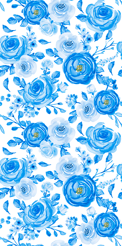 Bedroom vinyl rug with nordic blue clock flowers - TenStickers