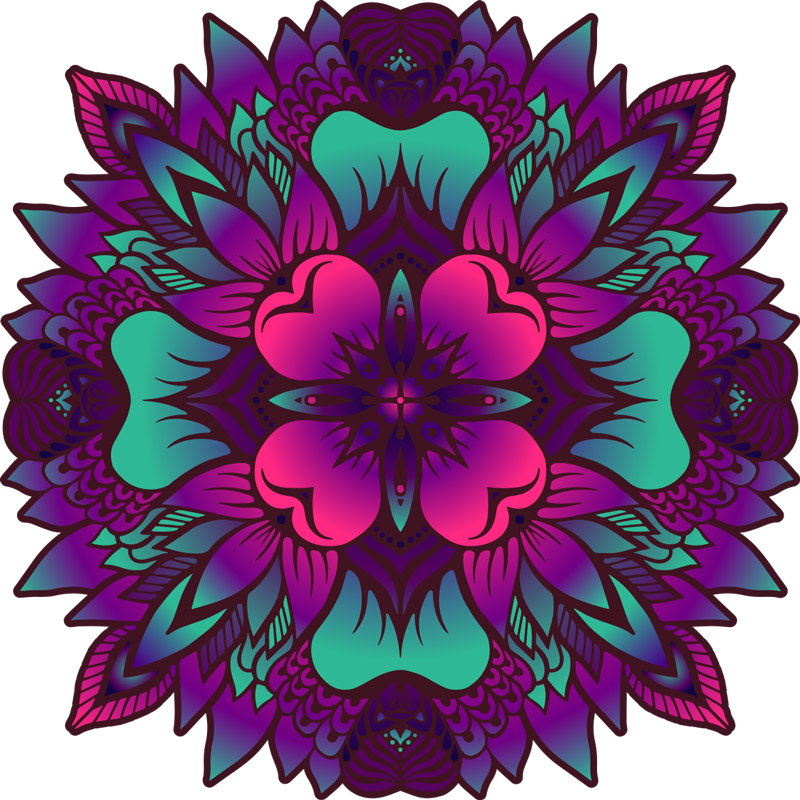 floral mandala lilac and purple vinyl rug - TenStickers