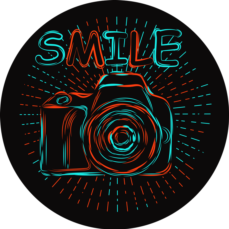 Retro camera vinyl rug vintage style - TenStickers