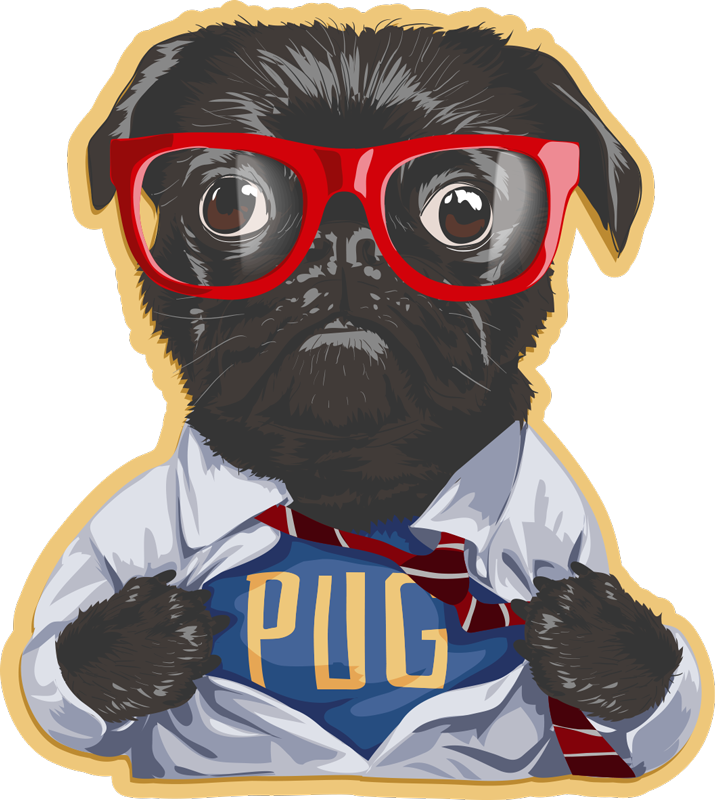 Stylish Pug Illustration animal vinyl rug - TenStickers